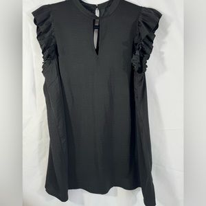 Mossimo long black blouse capped sleeves